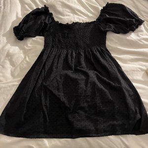 The Athena Nap Dress - Sheer Black Swiss Dot, Size L